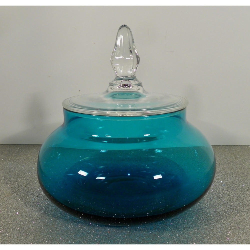 Morgantown Glass PALACE Candy Box Peacock Blue #9952 Decor Line